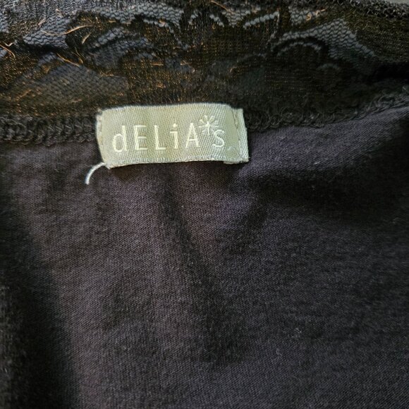 delia's camisole womens XS black lace-trimmed spaghetti straps Y2K - Picture 3 of 7